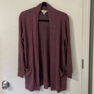 Market & Spruce Oversized Long Sweater Pocket Cardigan Dark Purple Size Small